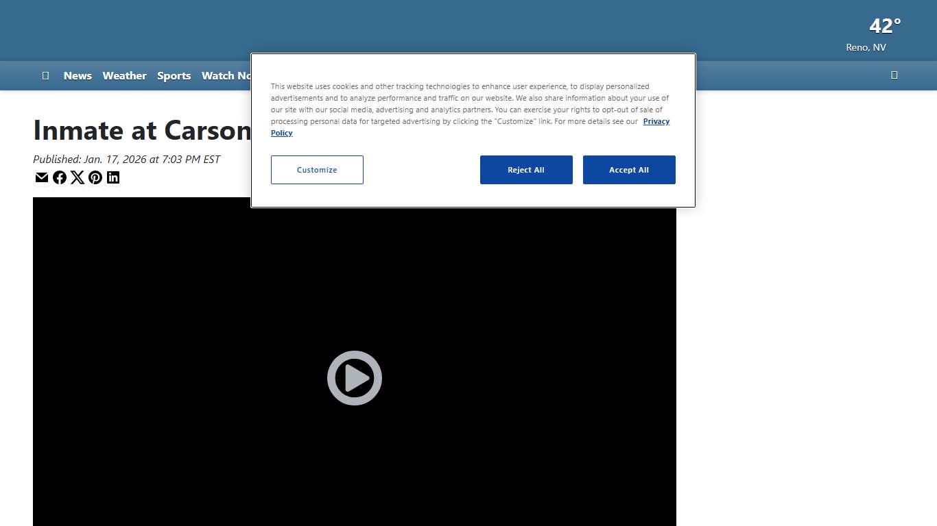 Inmate at Carson City Jail dies